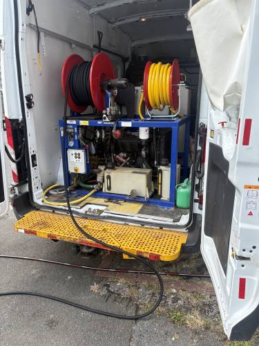 Drain jetting equipment in the CB Drainage van